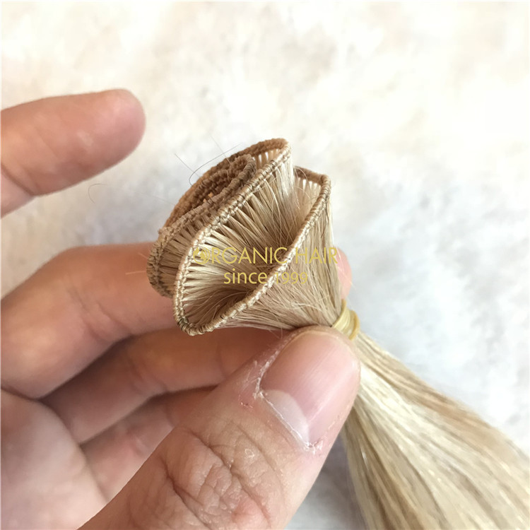 Customized color human cuticle intact hand tied wefts X232